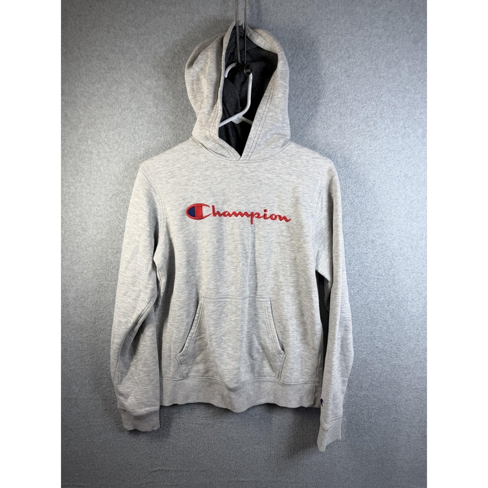 Champion Hoodie Mens XL Gray Pullover Authentic Athleticwear Spell Out Logo